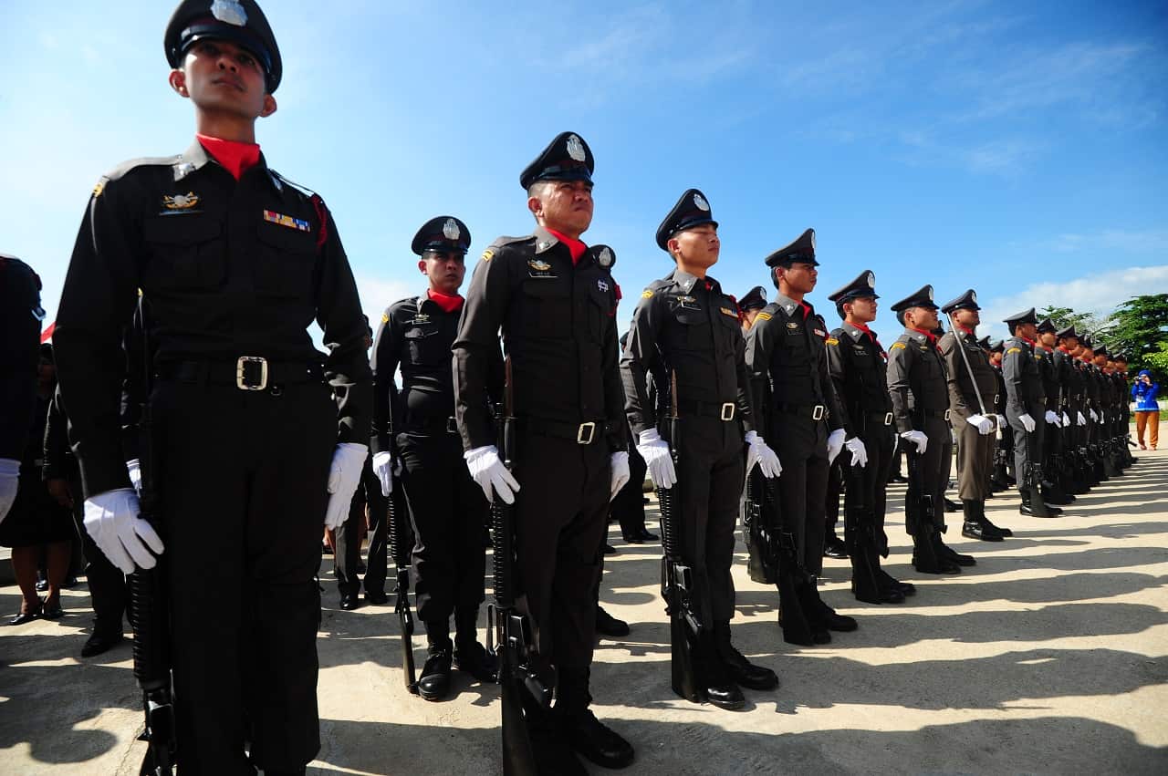 Thai police officers line up during National Police Day.
