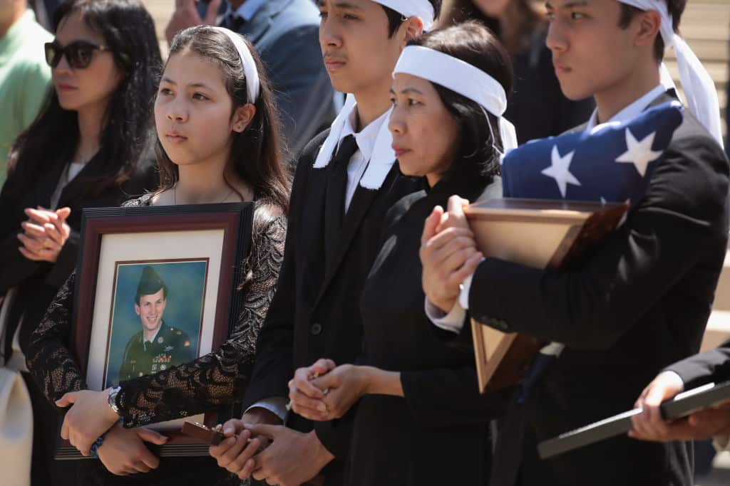 Mourners at the funeral of Portland train attack victim Ricky Best.