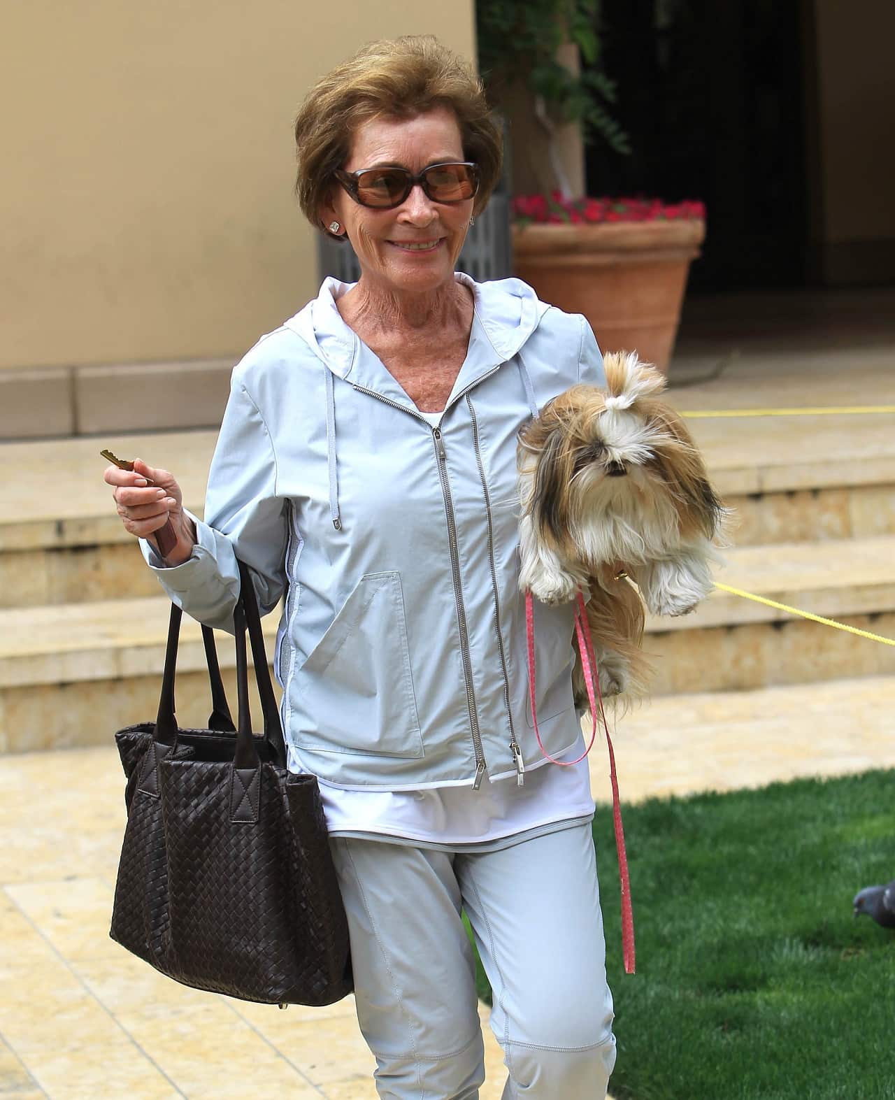 Judge Judy Sheindlin is seen in California with dog.
