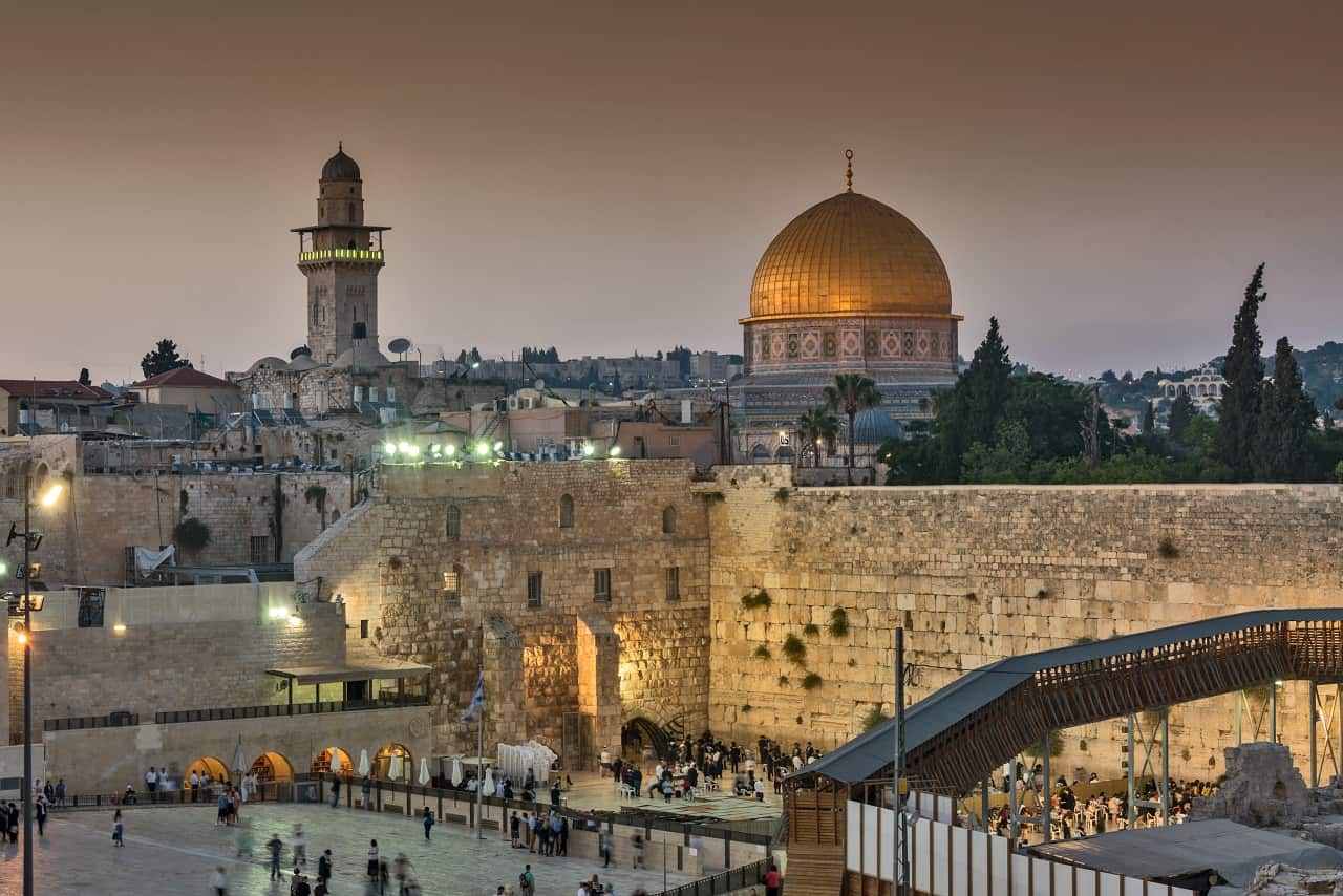 The Dome of the Rock and the Waling Wall.