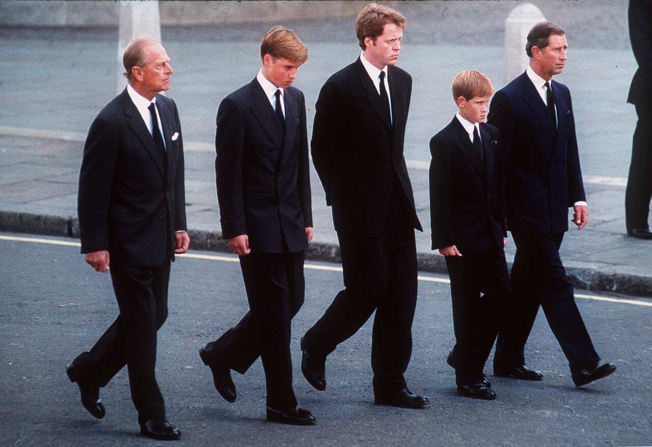 Prince Philip, left, at Princess Diana's funeral in 1997.
