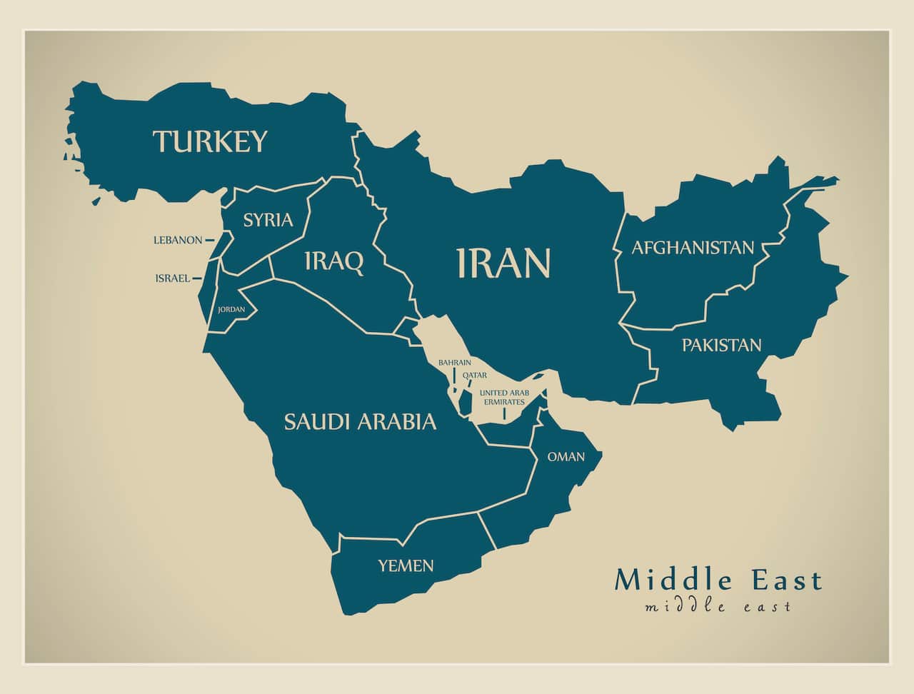 A map of the Middle East showing the location of Yemen to the south. 