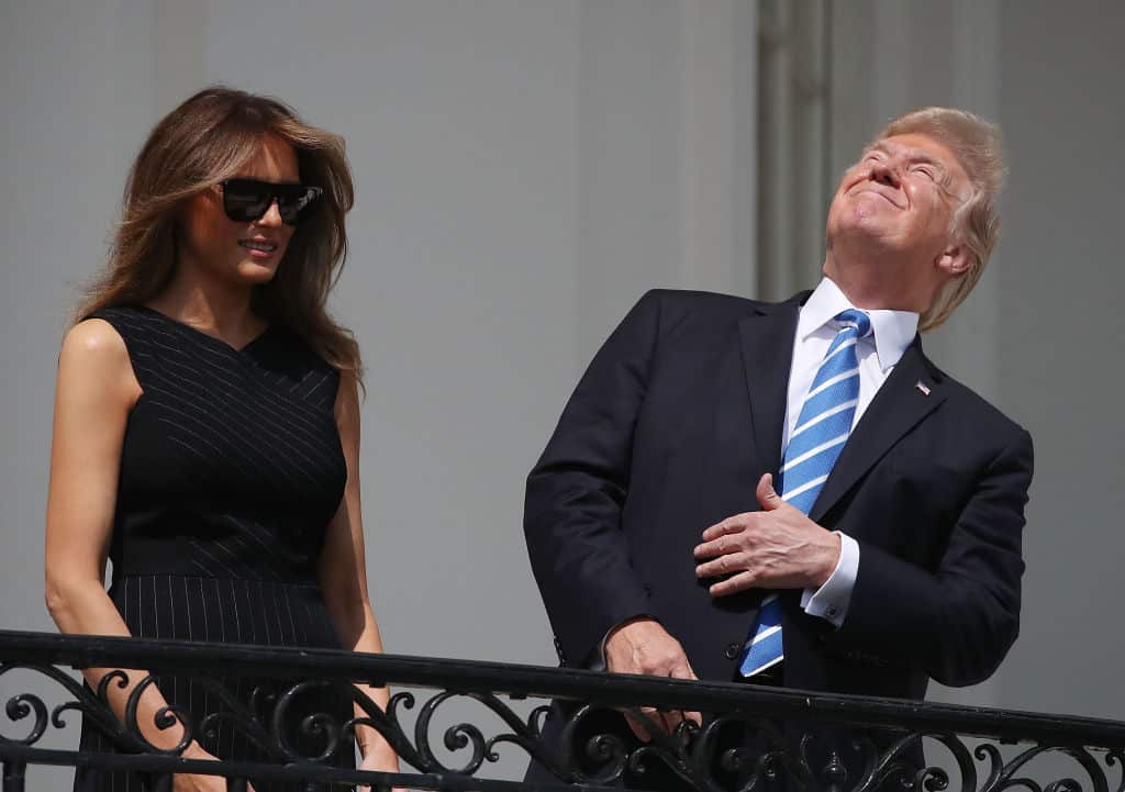 President Trump Views The Eclipse From The White House