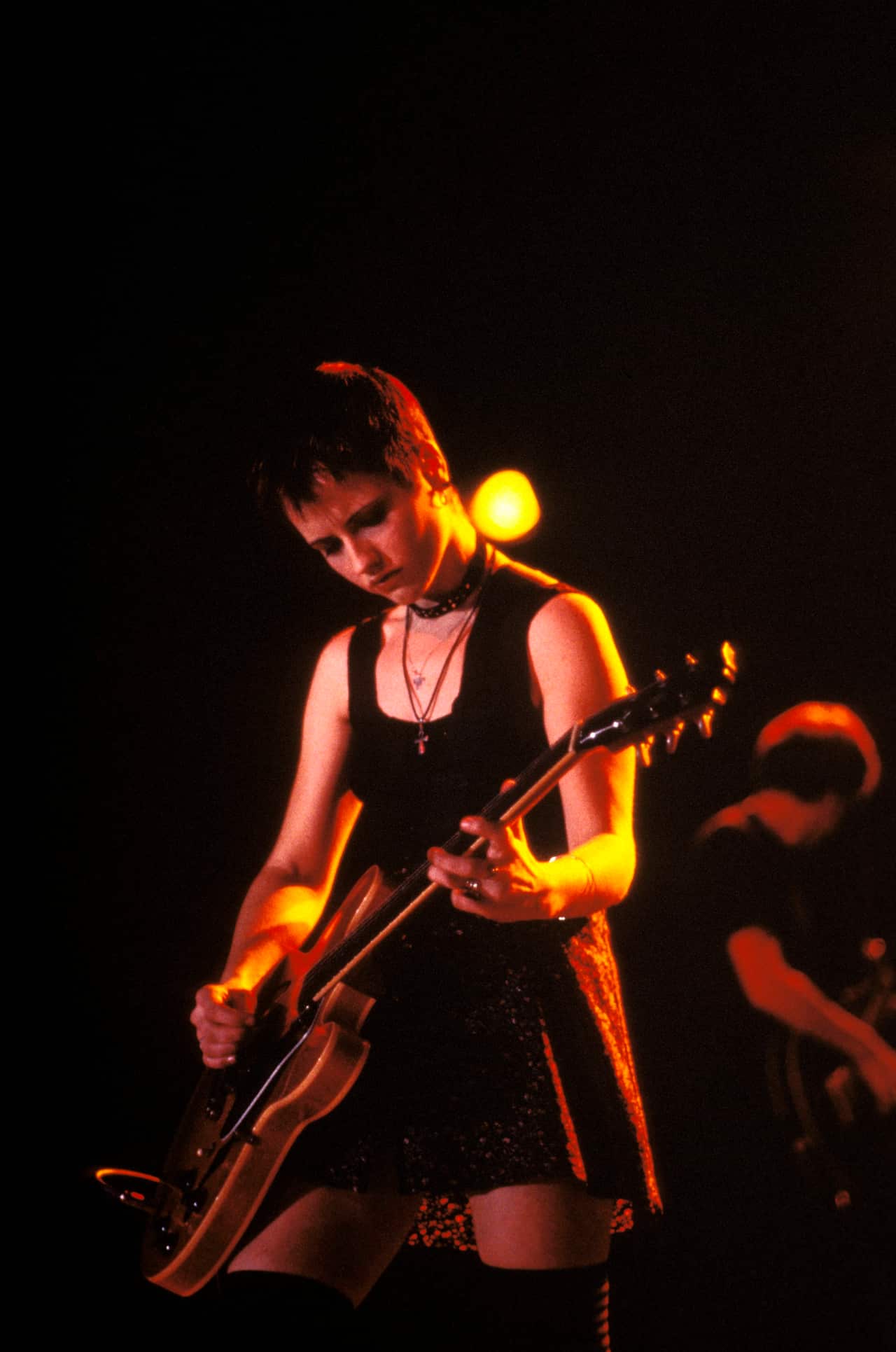 Photo of Dolores O'Riordan and The Cranberries performing in New York city, November, 1993.