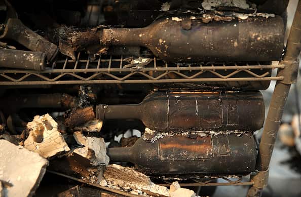 October, 9: Wine bottles destroyed in California wildfires.