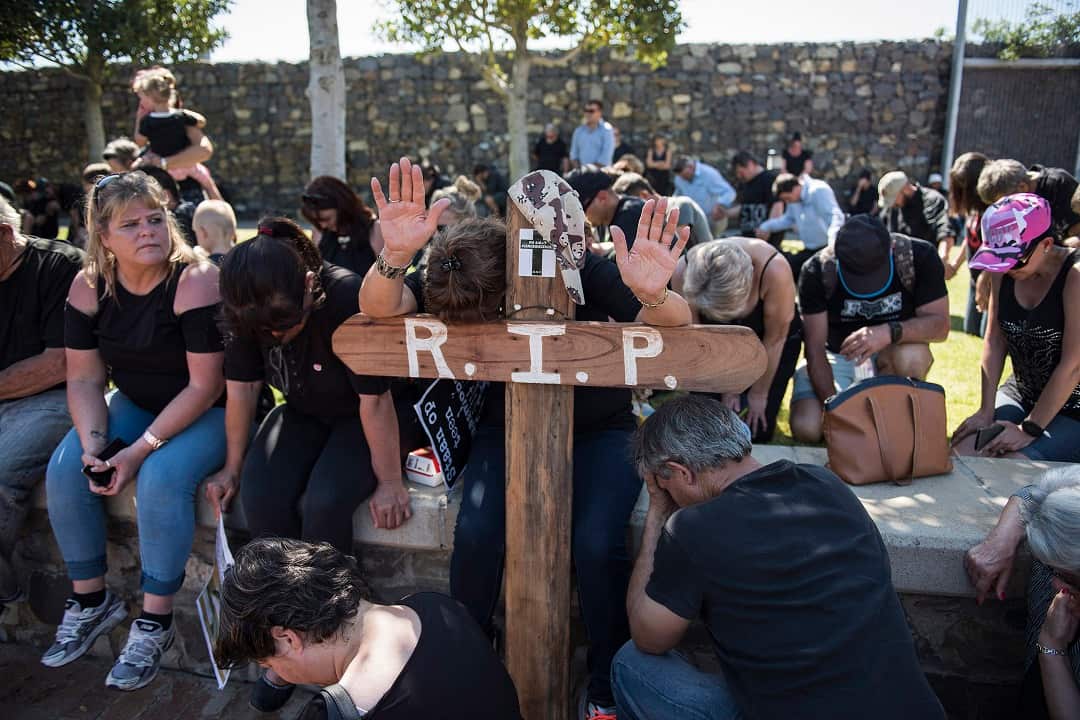 A protest against murders of white farmers in Cape Town in 2017.