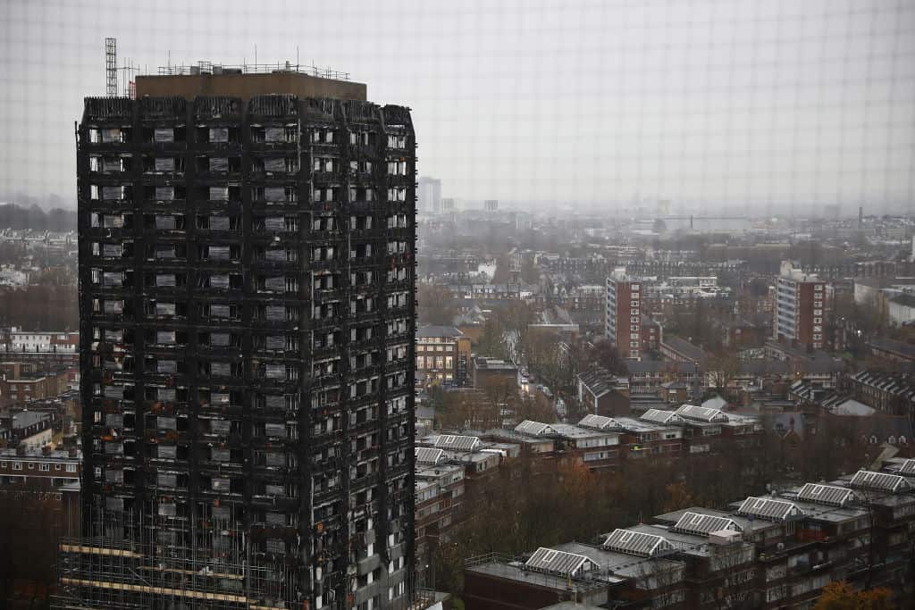View of the burnt out Grenfell Tower on December 11, 2017 in London, England.