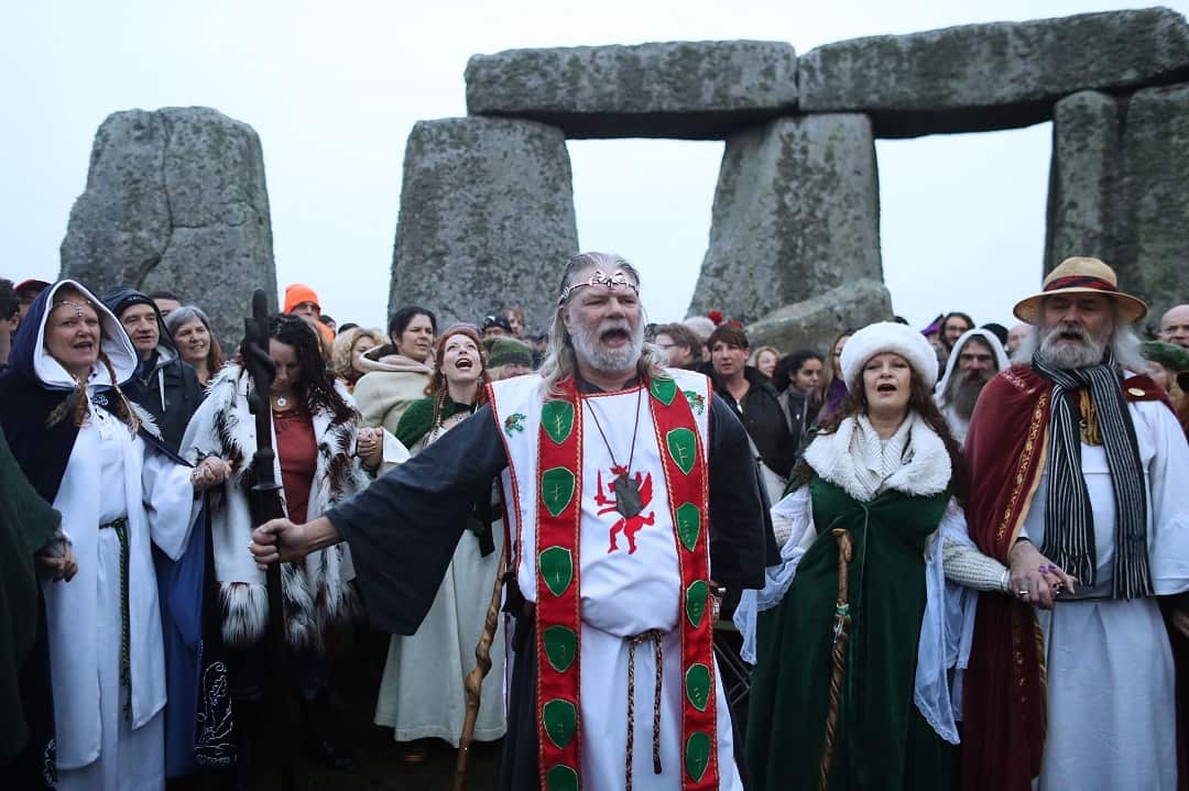 A winter solstice ceremony at Stonehenge in 2017.