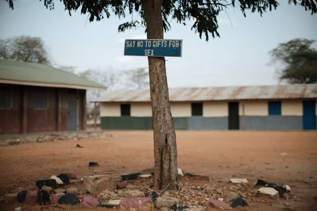 This photo taken on January 31, 2018 shows a message plate at Kalas Girl's primary school.