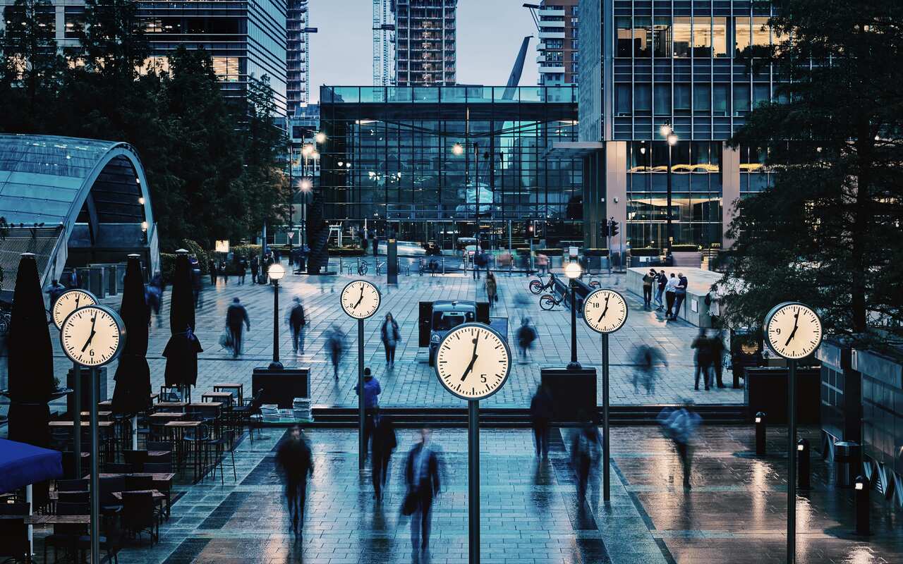 Crowd of People , Canary Wharf in London, UK