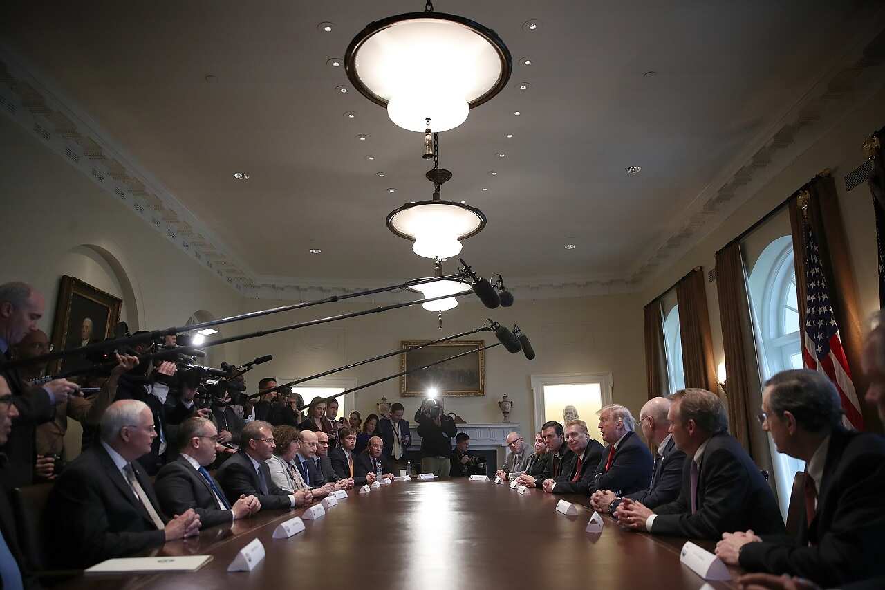 President Trump Meets With Steel And Aluminum Manufacturing Industry Leaders Announcing New Tariffs.