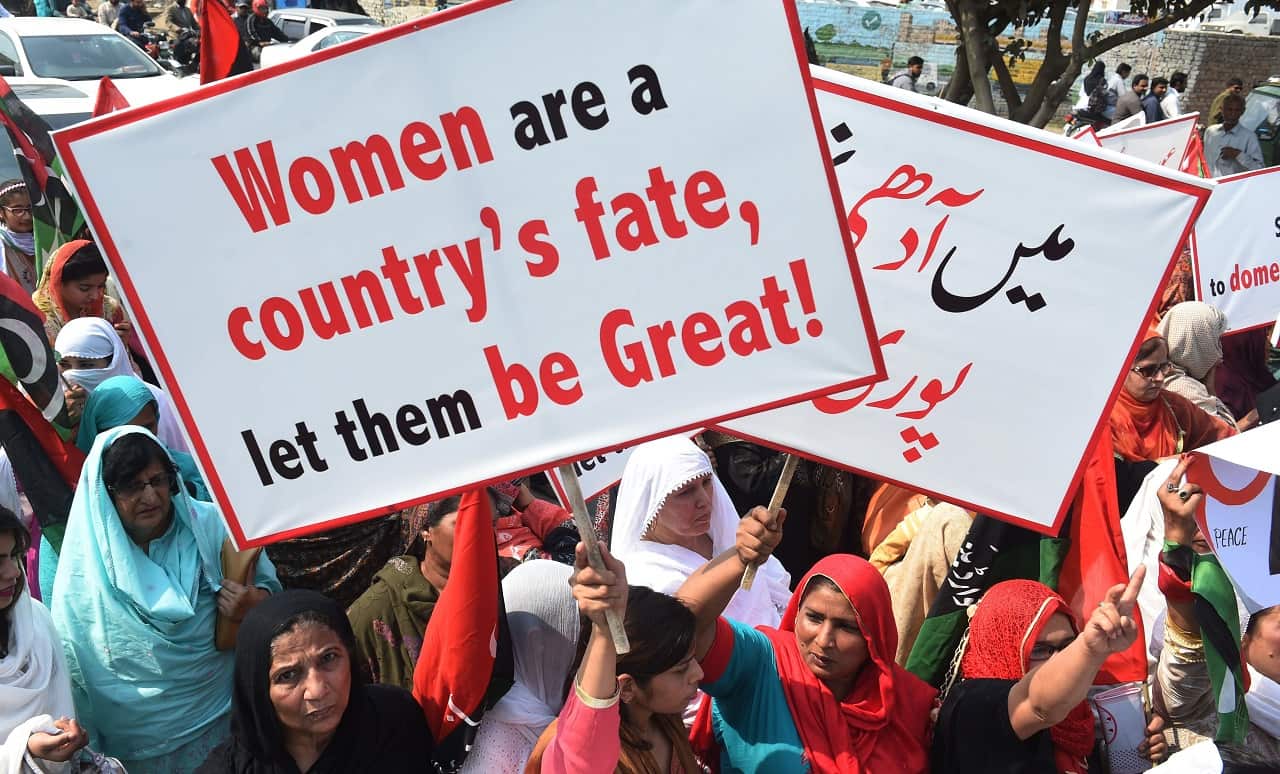 A rally to mark International Women's Day in Lahore.