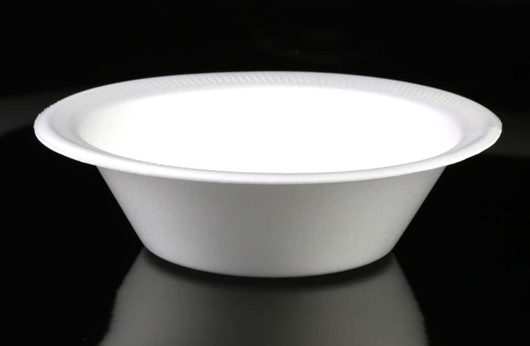 A polystyrene foam bowl.