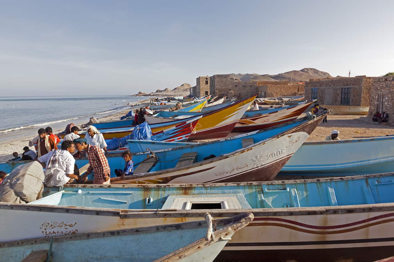 Yemen, Aden Governorate, Socotra Island, listed as World Heritage by UNESCO, Qalansiyah beach , fisherman. (Photo by Sylvain CORDIER/Gamma-Rapho via Getty Images)