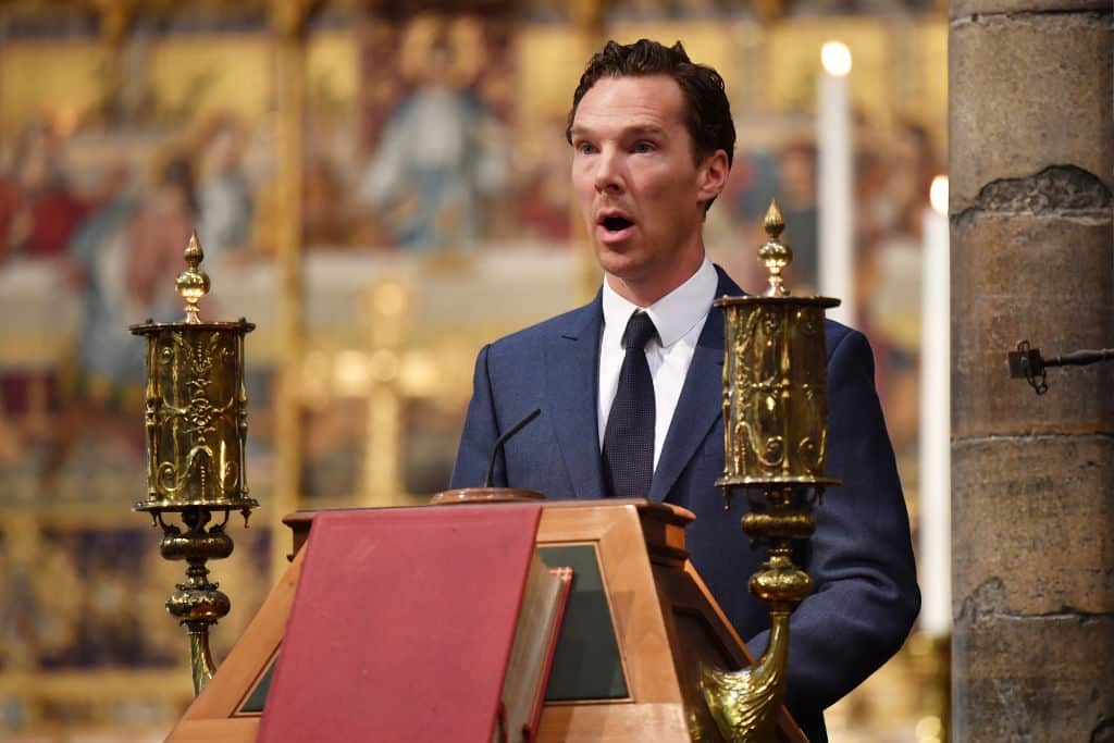 British actor, Benedict Cumberbatch speaks at a memorial service for British scientist Stephen Hawking.