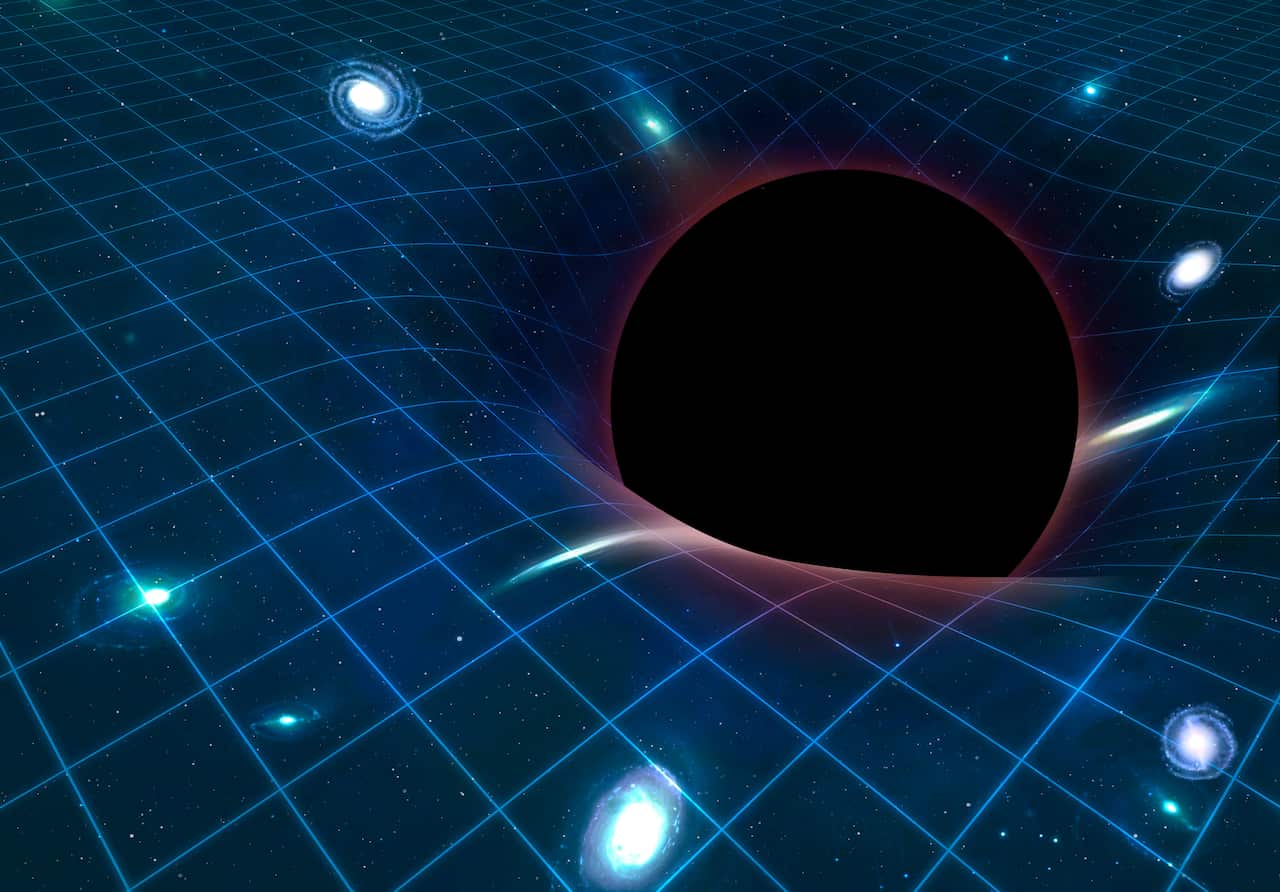 Black hole warping space-time, artwork