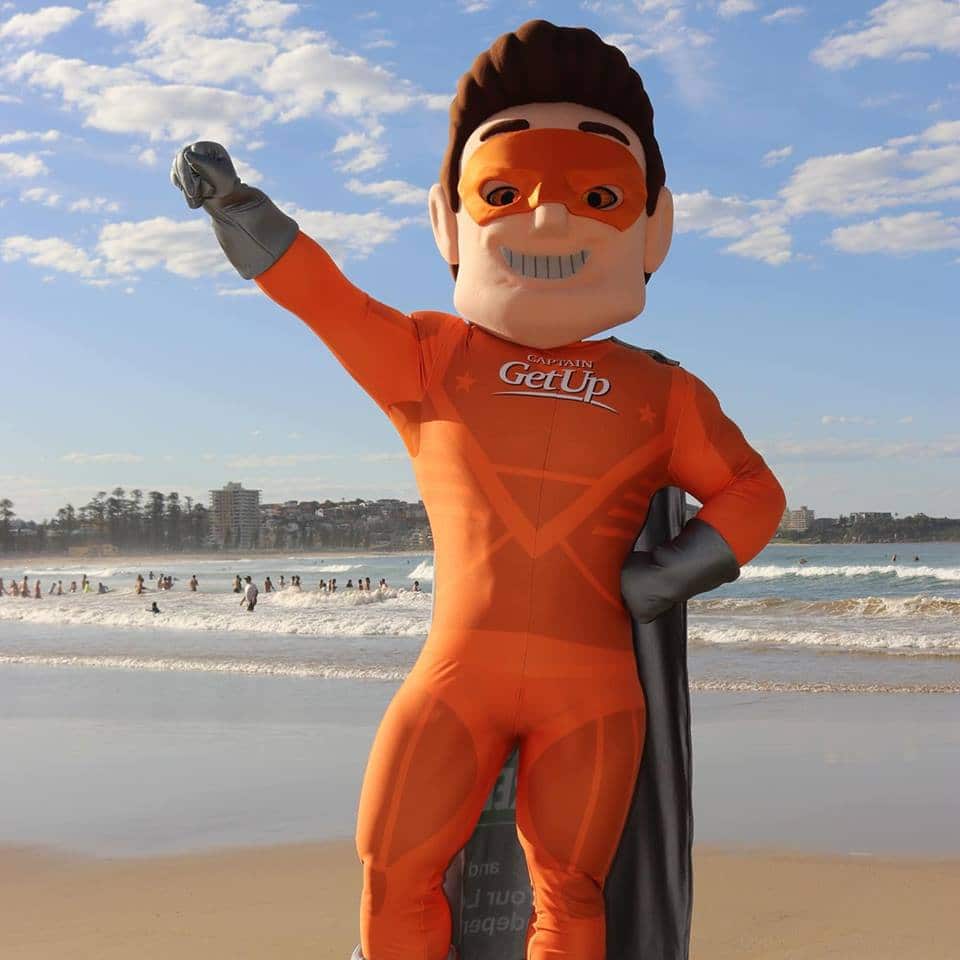 Captain GetUp made his first public appearance in Manly.