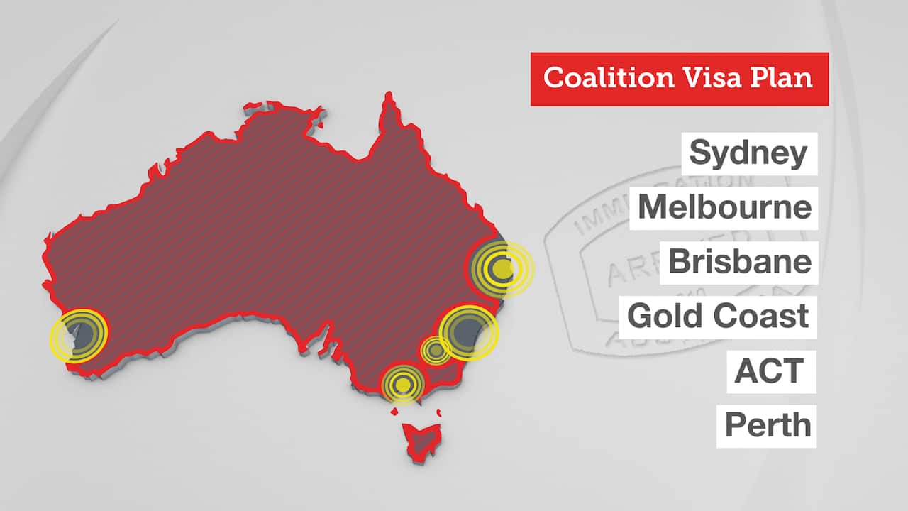 Migrants will be directed away from these cities under the government's plan.