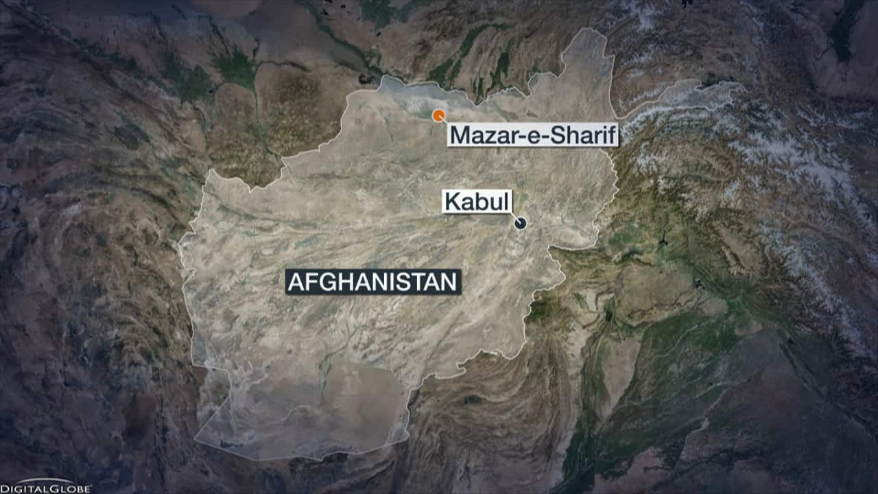 Map of Afghanistan with location of Mazar-e-Sharif and Kabul