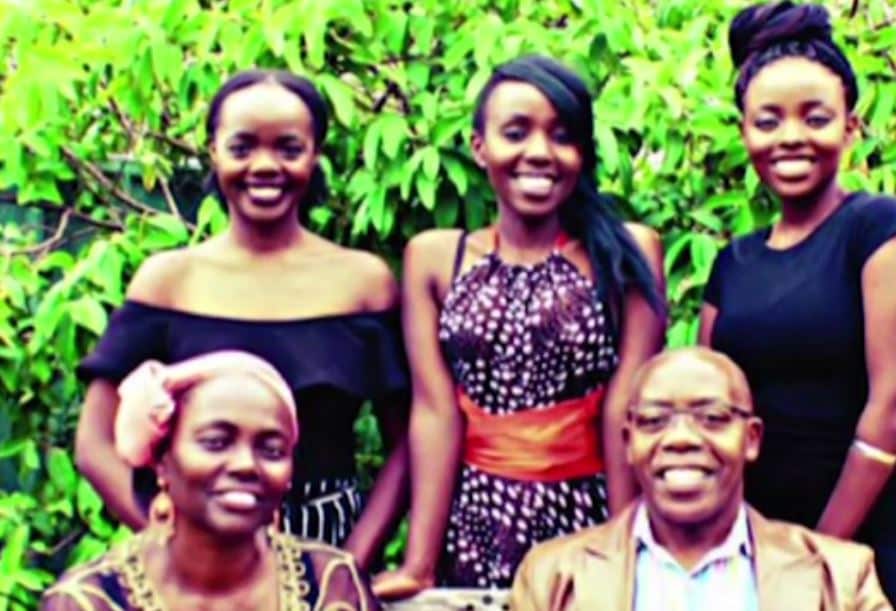 Lucy Gichuhi, bottom left, with her husband and three daughters. 