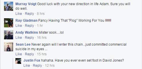 Online backlash to David Jones' announcement of former Sydney Swans player Adam Goodes as a brand ambassador. (Facebook)