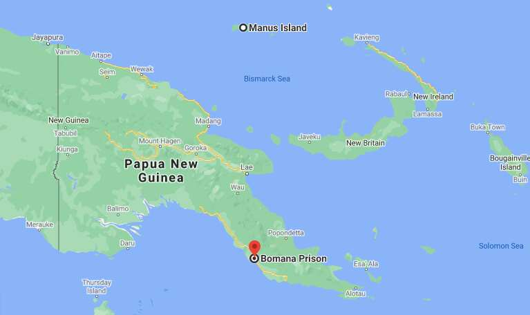 Google Maps image showing Bomana Prison location