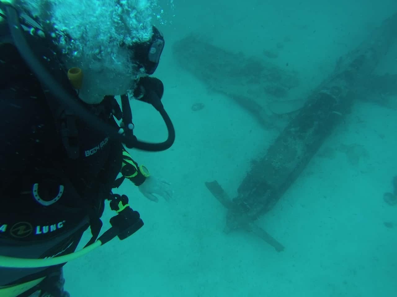 US P-39 Airacobra in the Rendova Harbour, Solomon Islands
