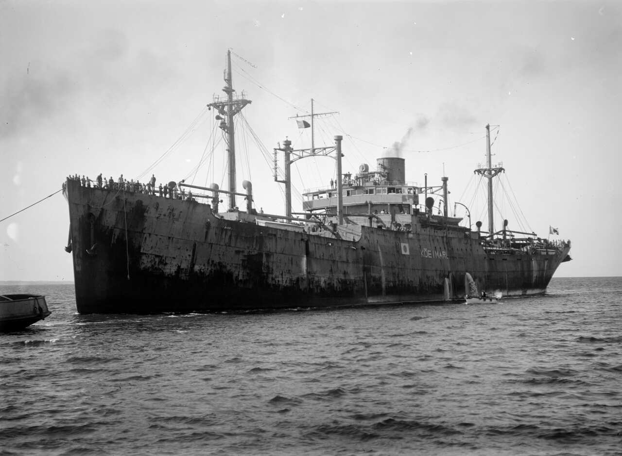 Japanese repatriation ship Koei Maru in Port of Melbourne.