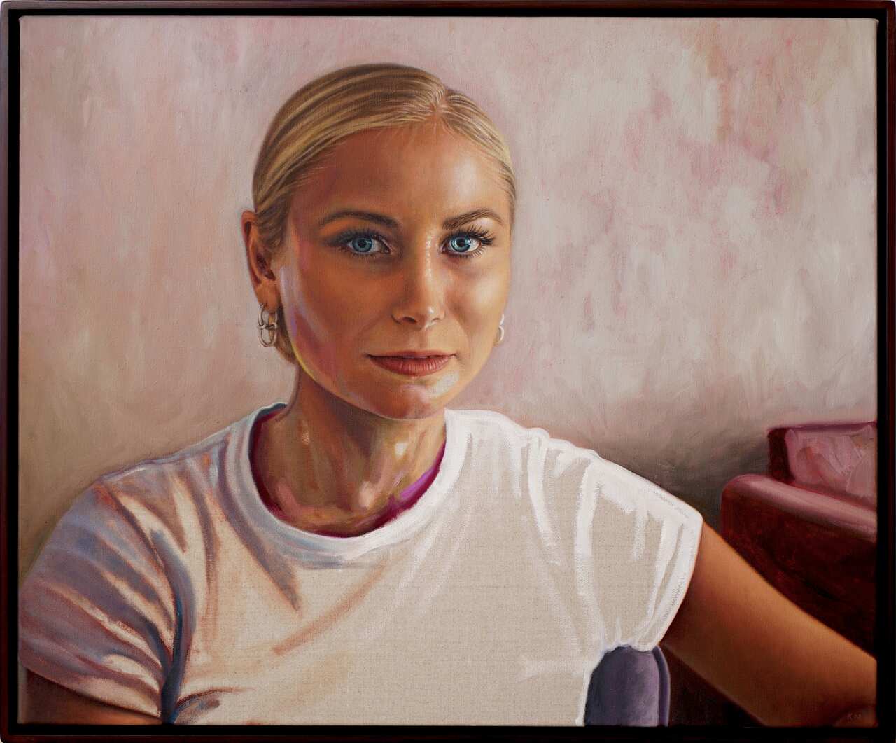 Kirsty Neilson's finished portrait of Grace Tame.