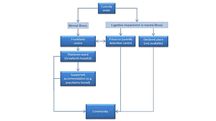 From the April 2014 report 'Mentally impaired accused on ‘custody orders’: Not guilty, but incarcerated indefinitely'.