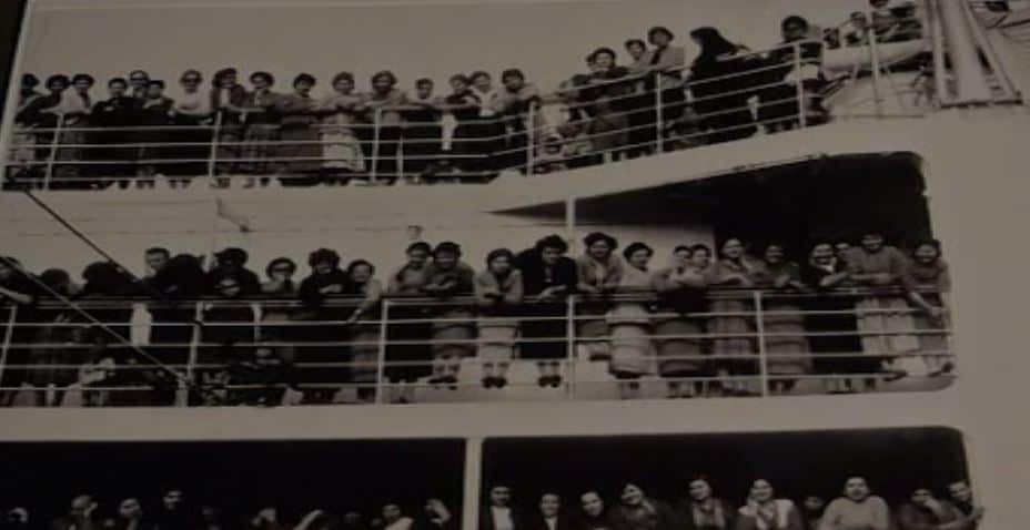 Greek women aboard the Begona in 1957. 