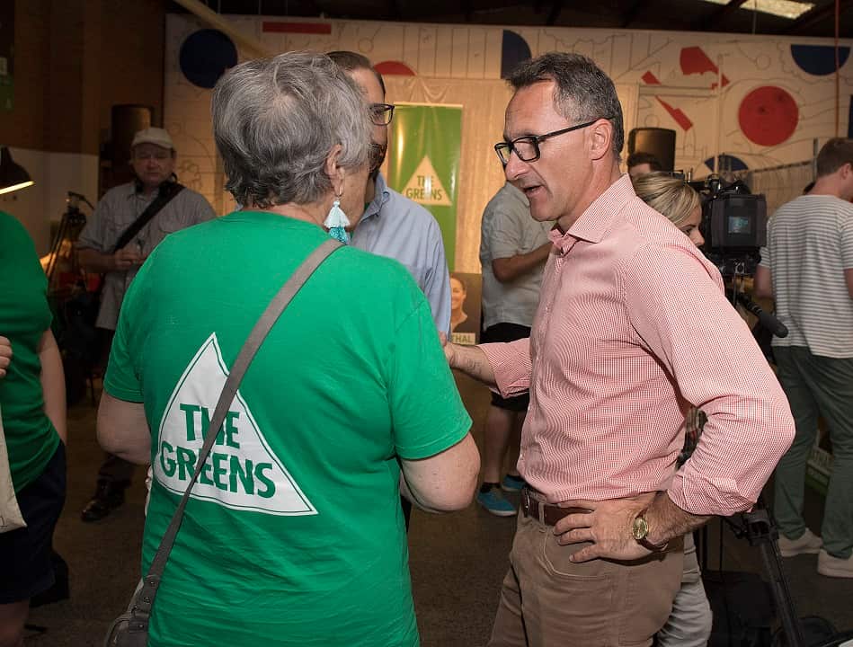 Dr Richard Di Natale speaks to Green supporters.
