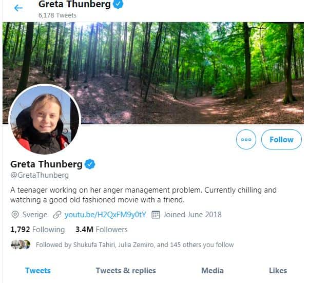 The climate activist changed her Twitter bio in response to Mr Trump's tweet. 