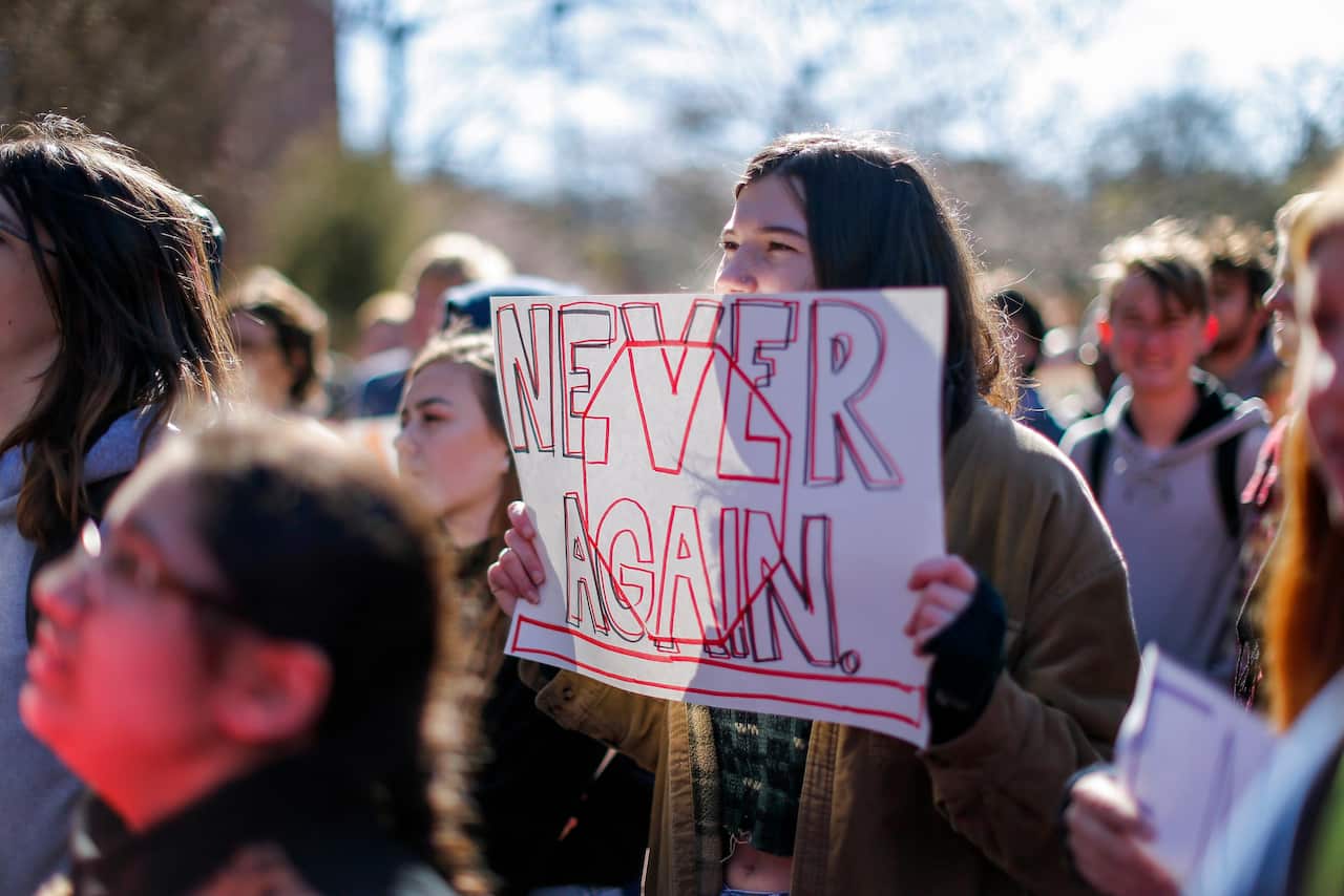 Druid Hills High School students participate in the National School Walkout in Atlanta, Georgia.