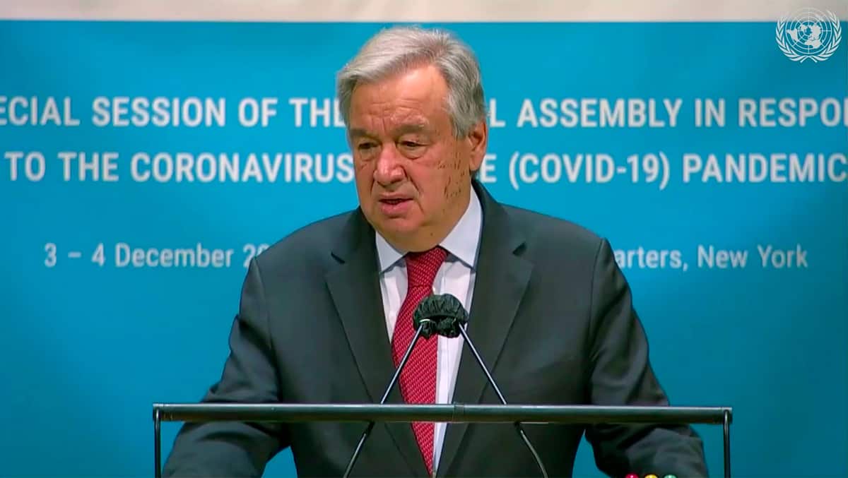 United Nations Secretary General Antonio Guterres speaks at the U.N. General Assembly.