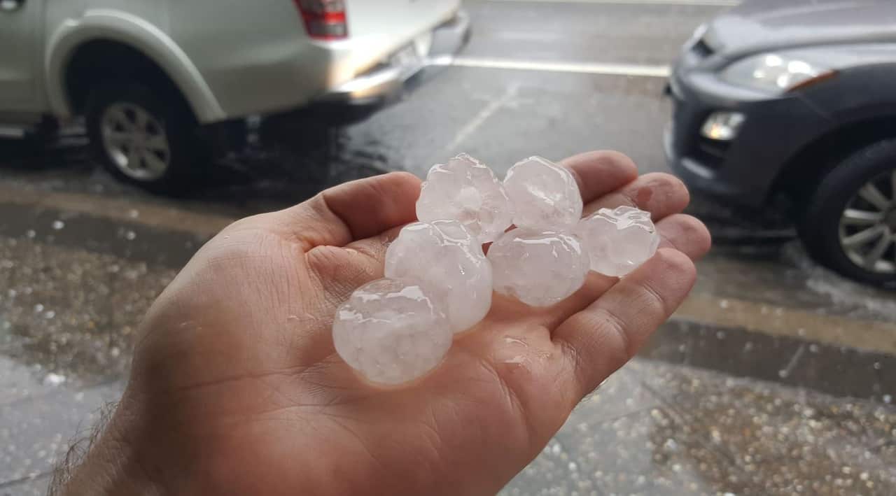 "Giant hail" has hammered Sydney.