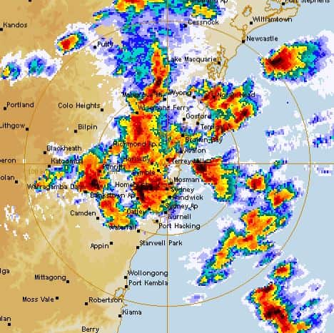 Wild weather moves in over Sydney.