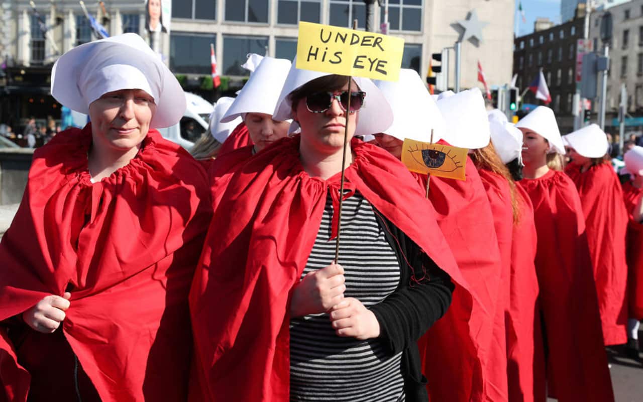 Volunteers from Reproductive rights, against Oppression, Sexism & Austerity (ROSA) in Dublin, calling for a 'Yes' vote.