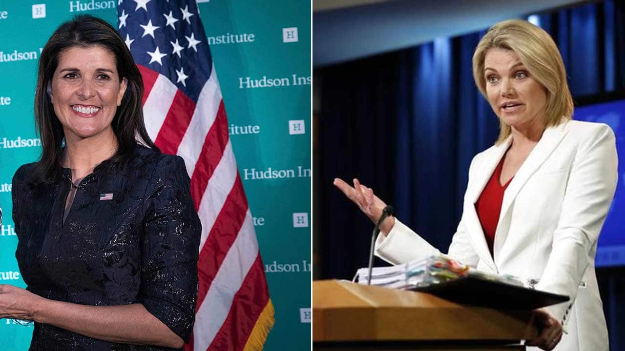 US State Department spokeswoman Heather Nauert, right, will reportedly be the next UN ambassador replacing Nikki Haley. 