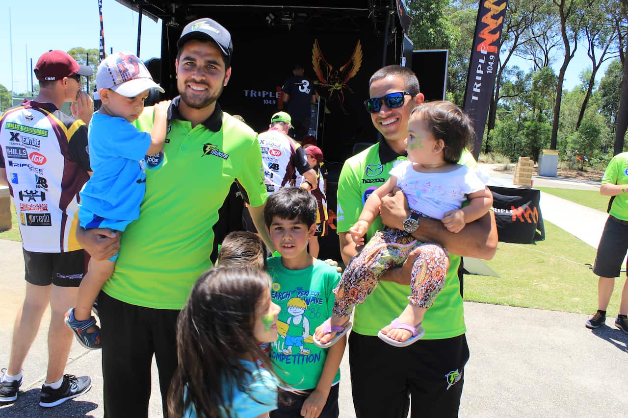 Hameed’s joy...alongside Sydney Thunder star batsman Usman Khawaja (Supplied)