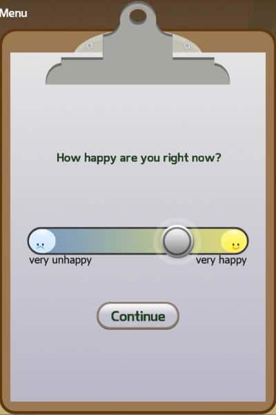 As part of the Great Brain Experiment smartphone app, users are periodically asked how happy they feel. (Image: Robb Rutledge, UCL)