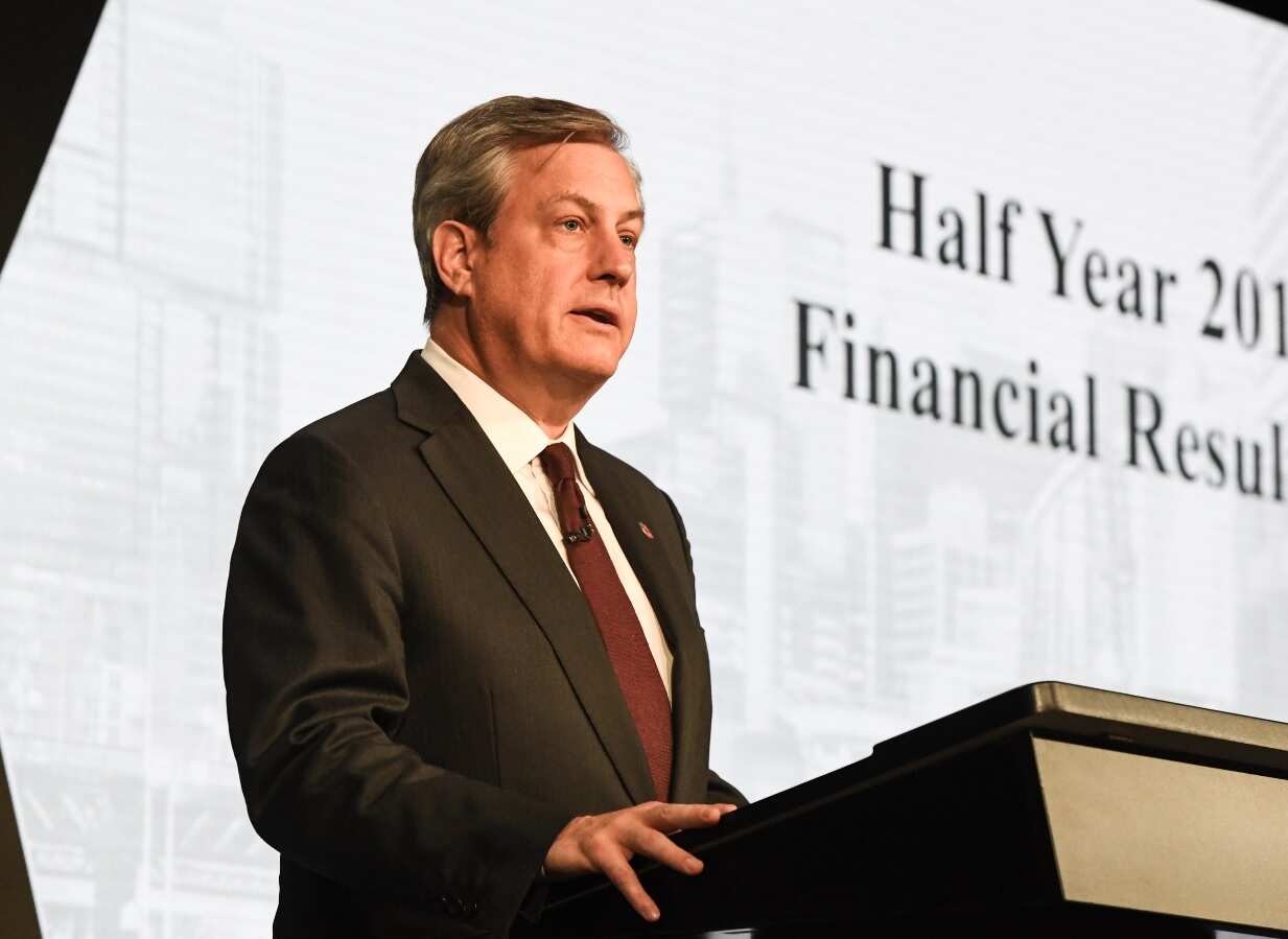 File: Westpac Chief Executive Brian Hartzer at the company's half year results briefing in Sydney, Monday, May 7, 2018.