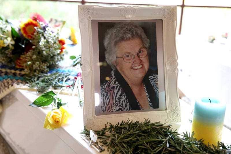The coffin of Beverley Quinn during the funerals in WA last year.