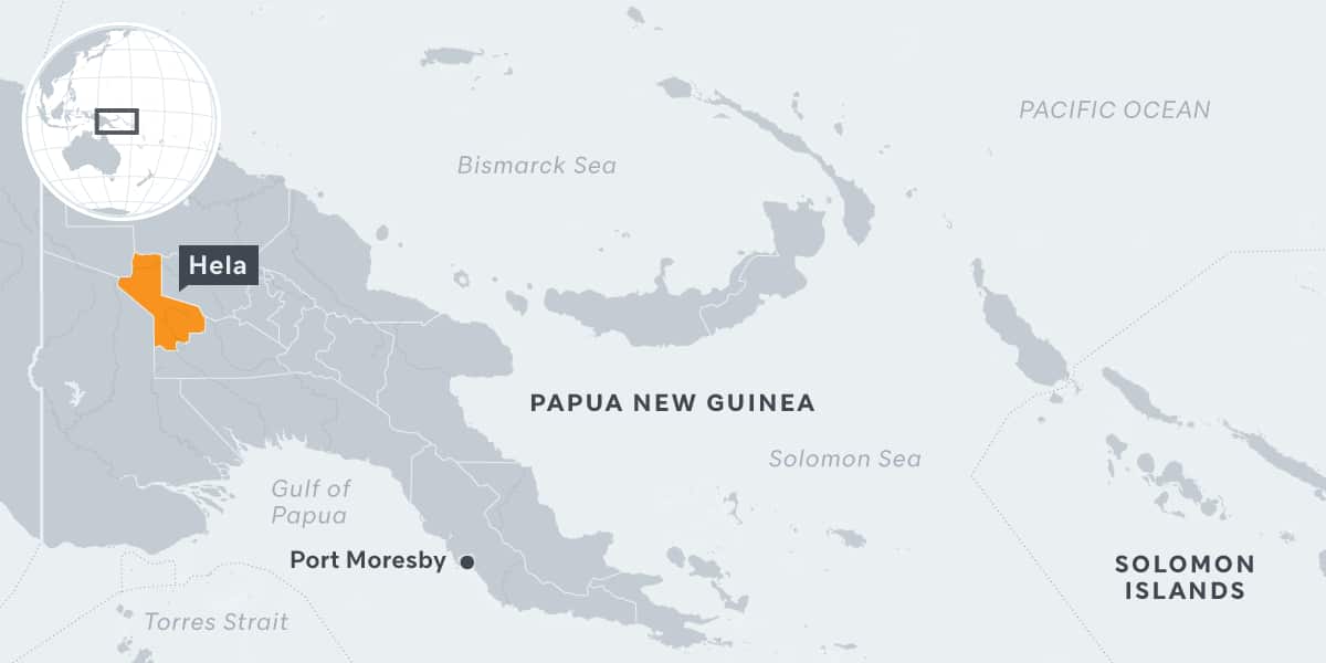 Hela is in Papua New Guinea's southern highlands region.