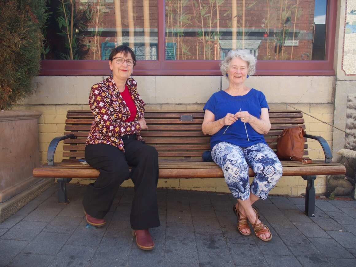 Hobart City Council's Deputy Lord Mayor Helen Burnet (left) and Tassie Nanna Trish Moran (right).
