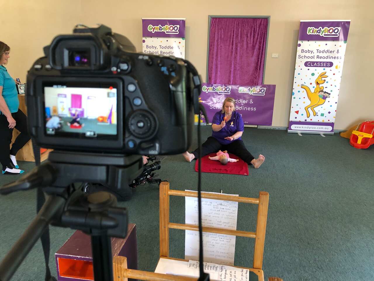 Gymbaroo Helen Woodman presenting baby class