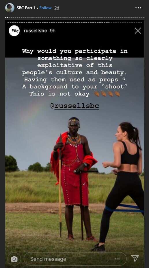 Russell Bateman's Instagram story reposted on Tracy Njeri's Instagram account with comment.