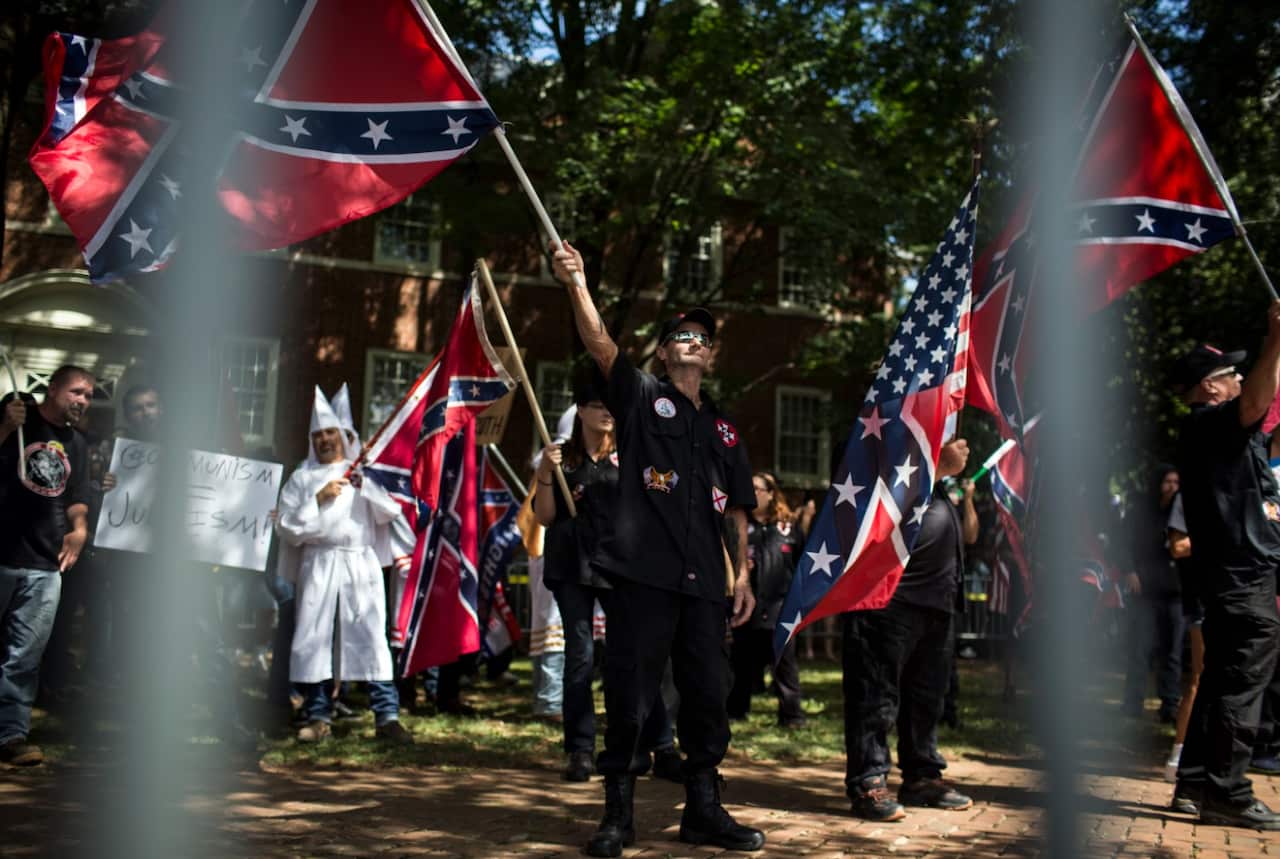 Far right protestors on July 8, 2017 in Charlottesville, Virginia
