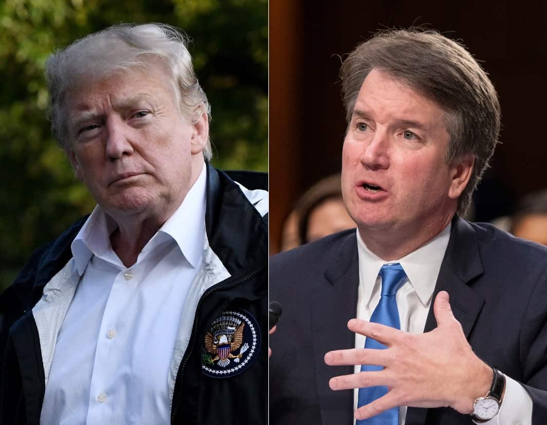 Combo image: US President Donald Trump and his Supreme Court pick Judge Brett Kavanaugh