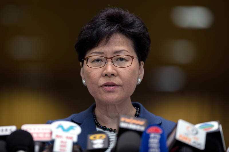 Hong Kong Chief Executive Carrie Lam speaks at a press conference in Hong Kong. She said the government would stay strong on the bill.